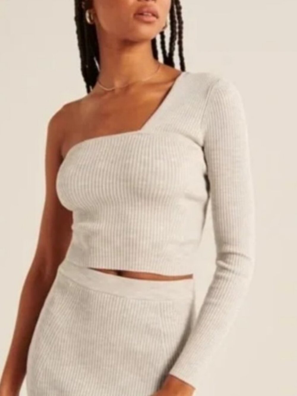 Abercrombie one shoulder sweater top cream small